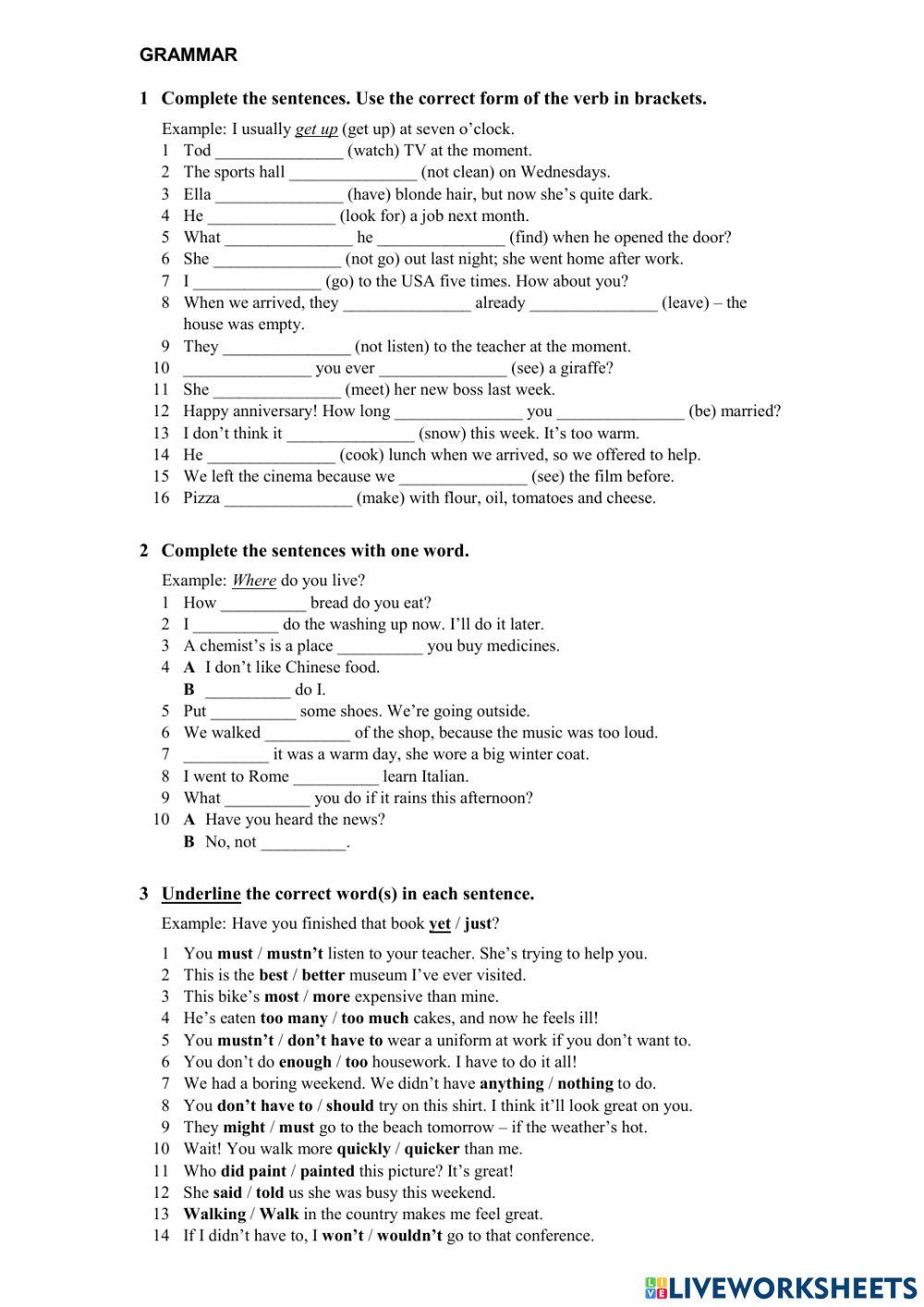 Review for the end of course