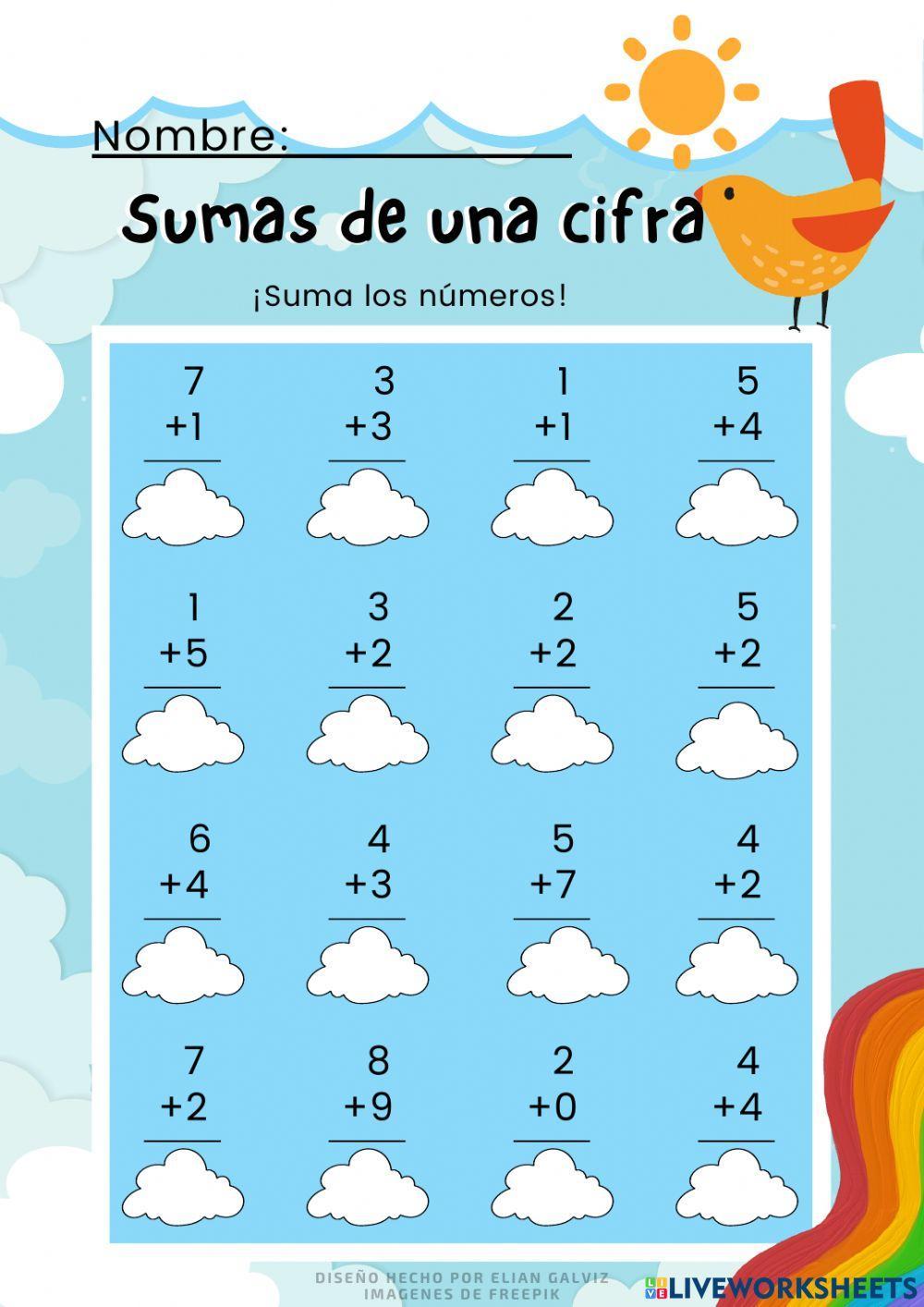 Sumas de una cifra