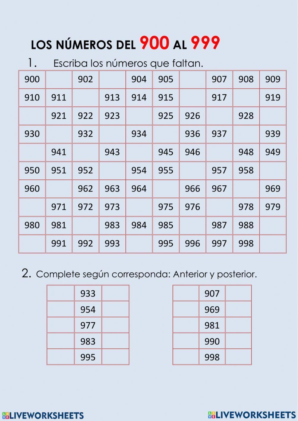 Familia del 900 al 999