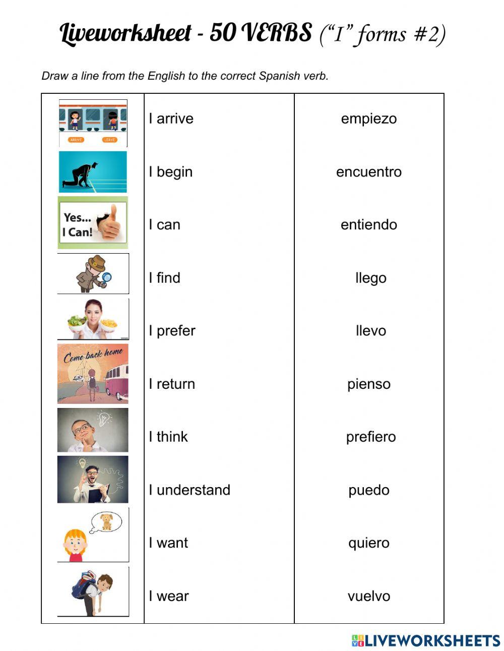 50 Spanish Verbs - YO forms -2