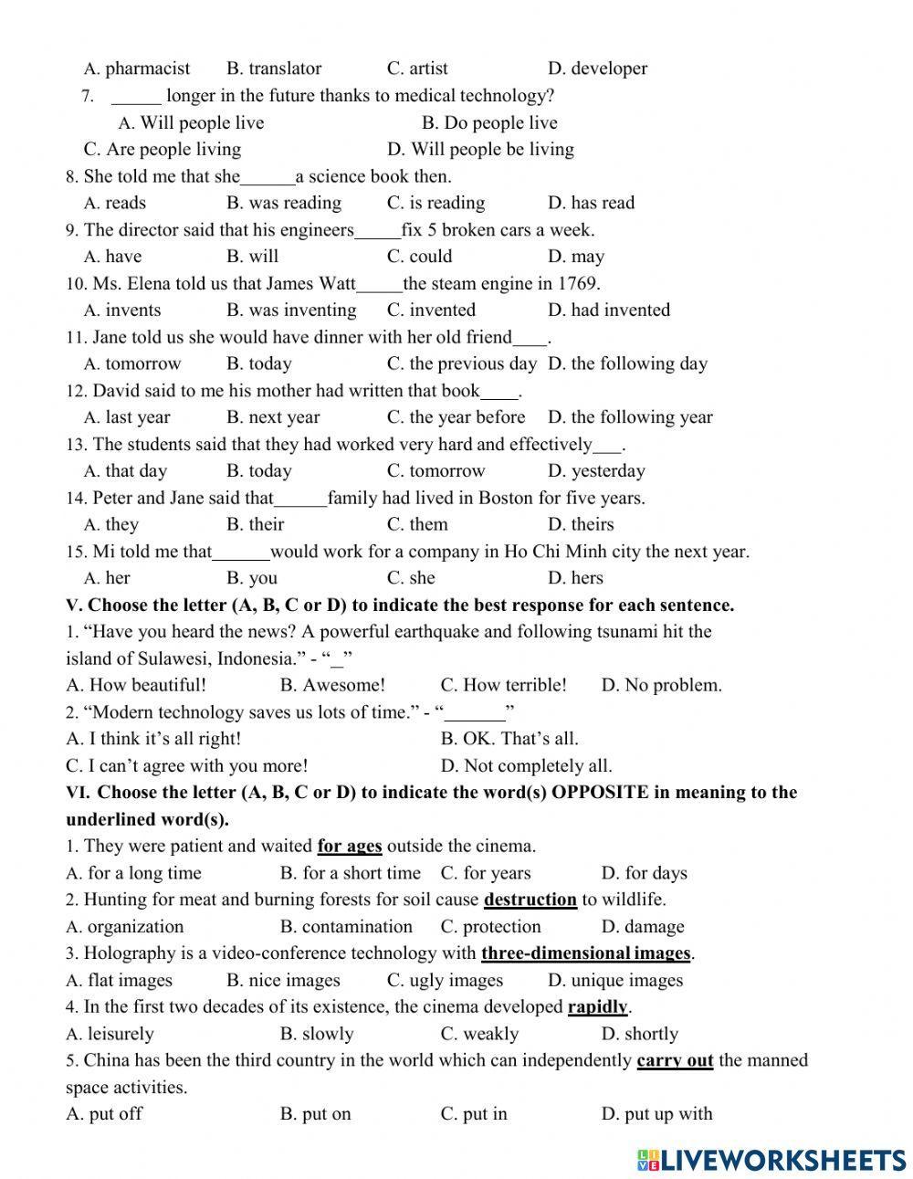 Grade 8- Final term 2- Test 2
