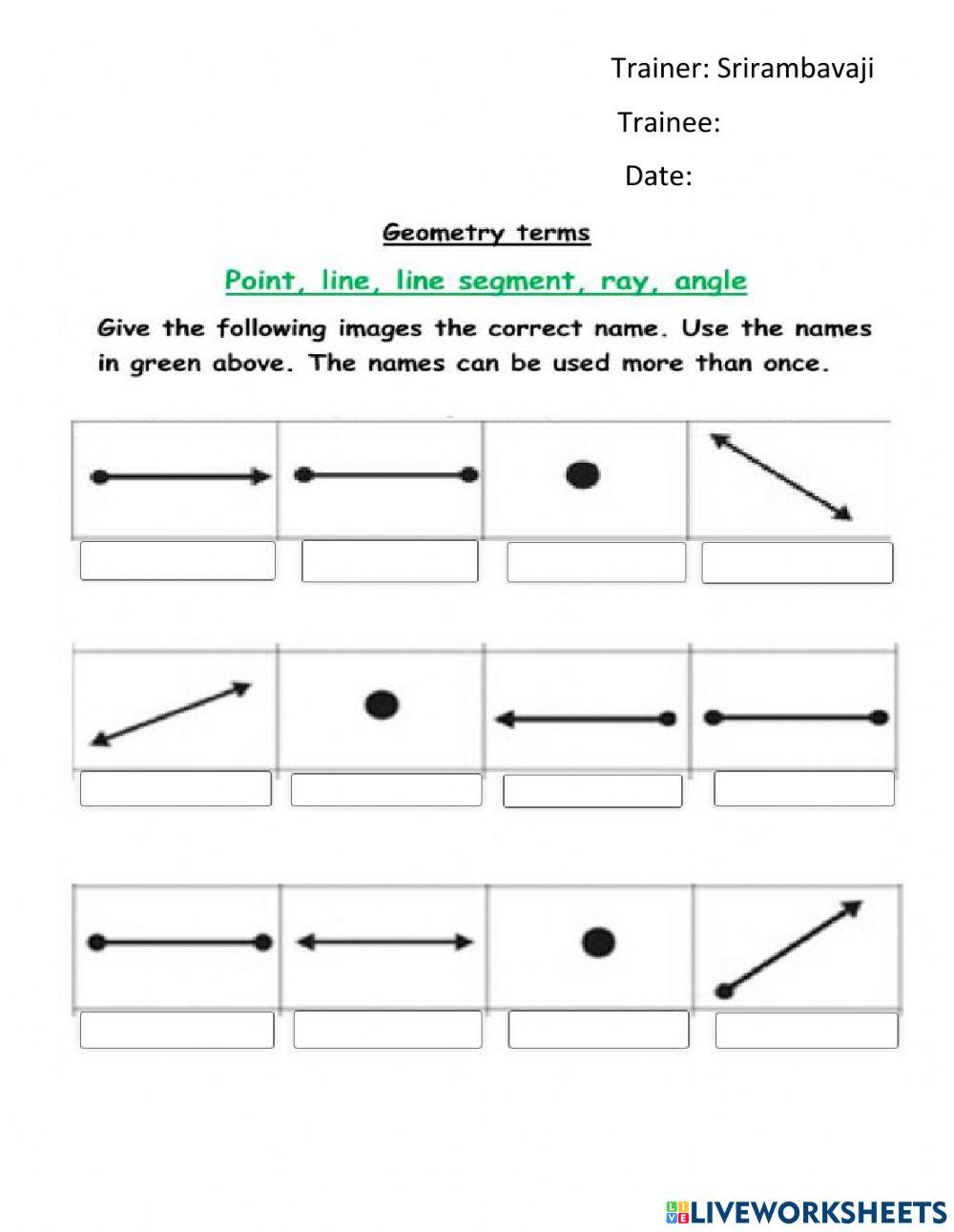 basic geometry terms online exercise for Live Worksheets