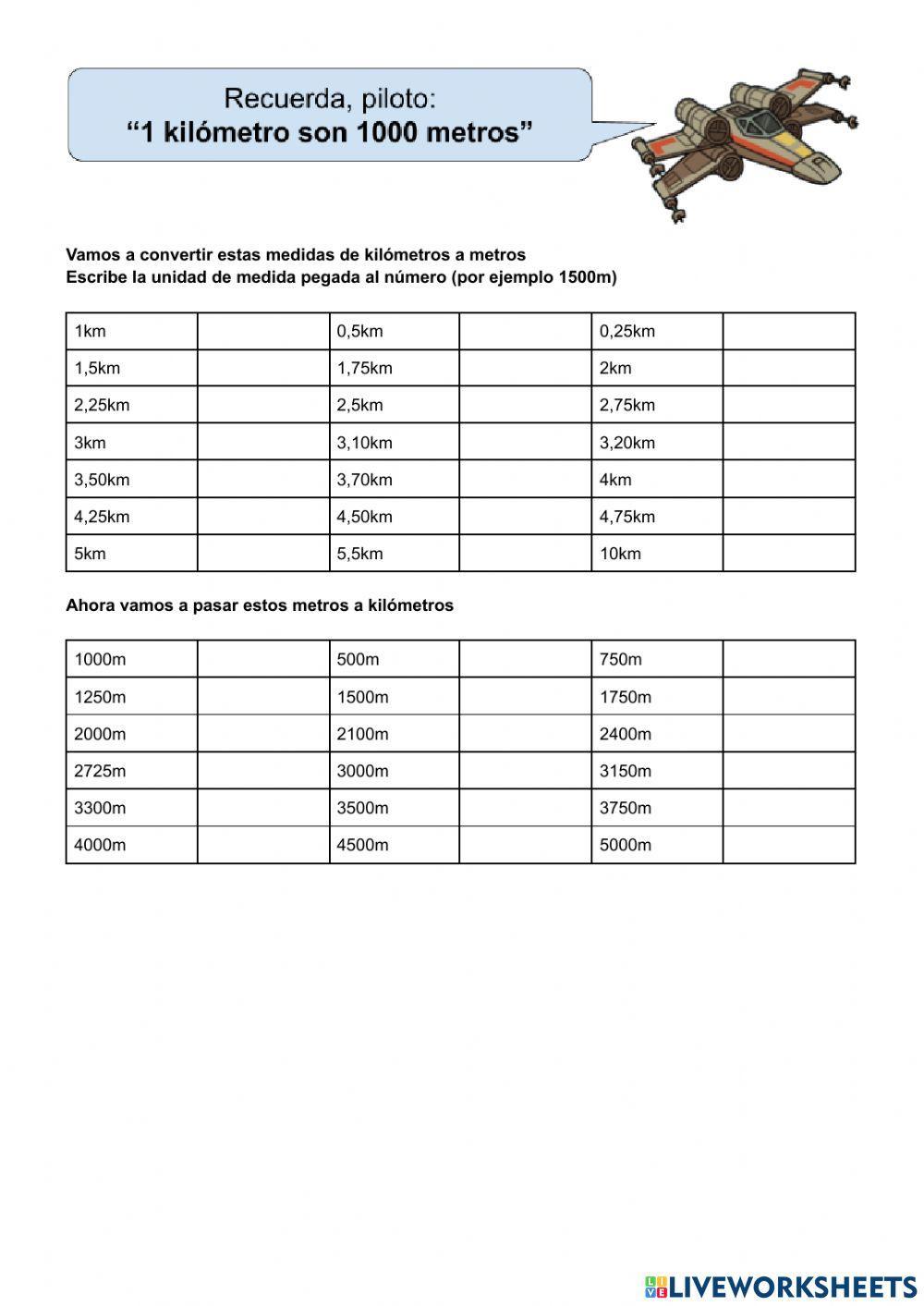 Conversión de medidas km-m
