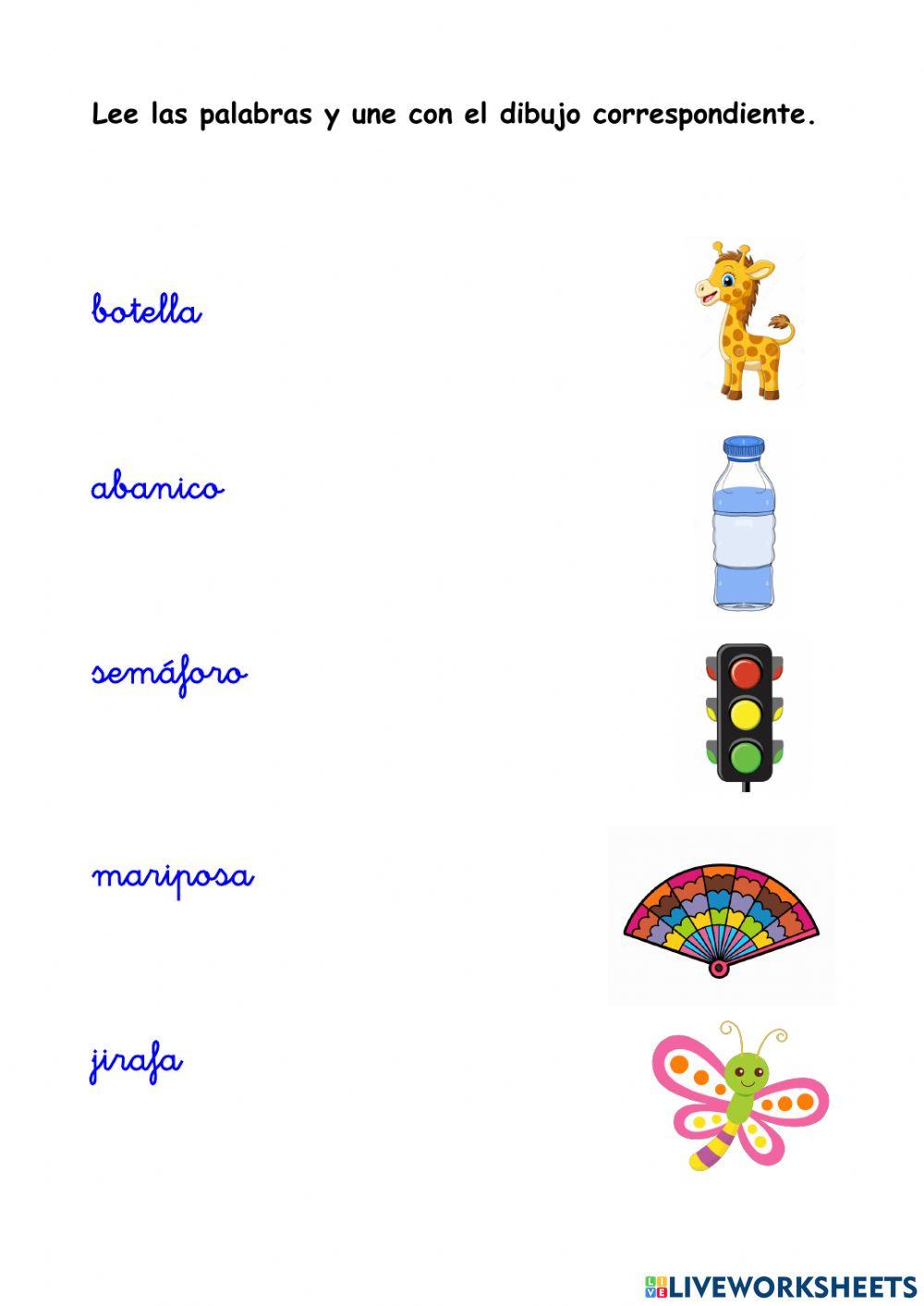 Unir palabras con su dibujo