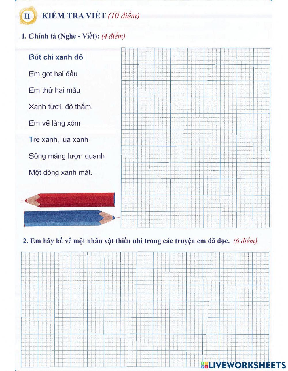 Tiếng Việt 2 - Đề kiểm tra cuối kì số 13