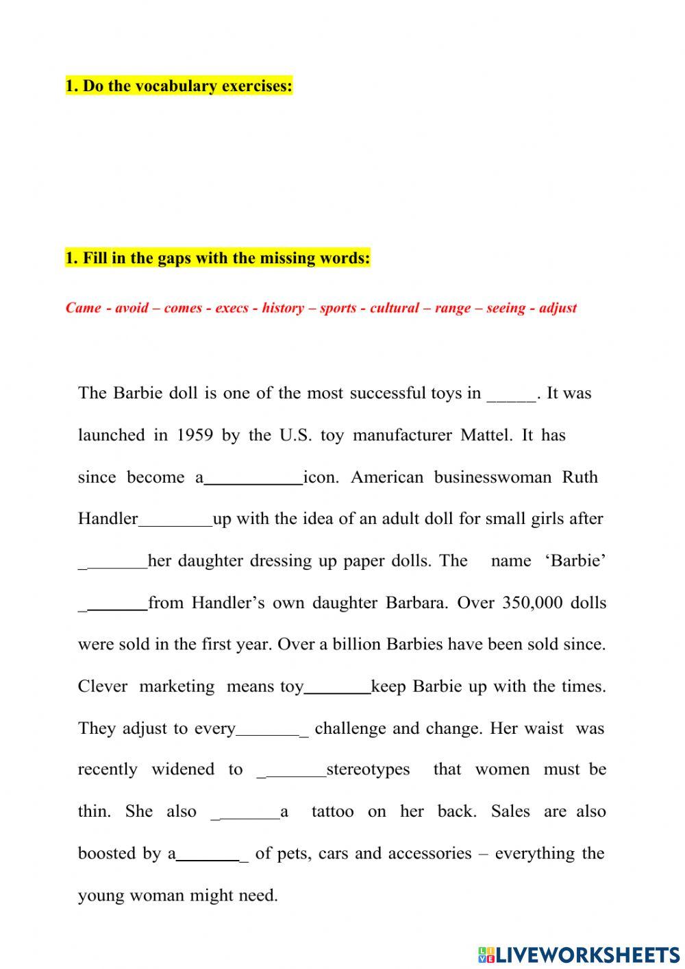 Barbie doll - reading B1