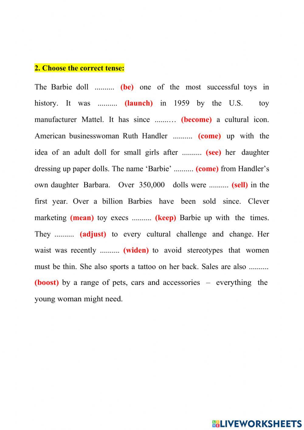 Barbie doll - reading B1