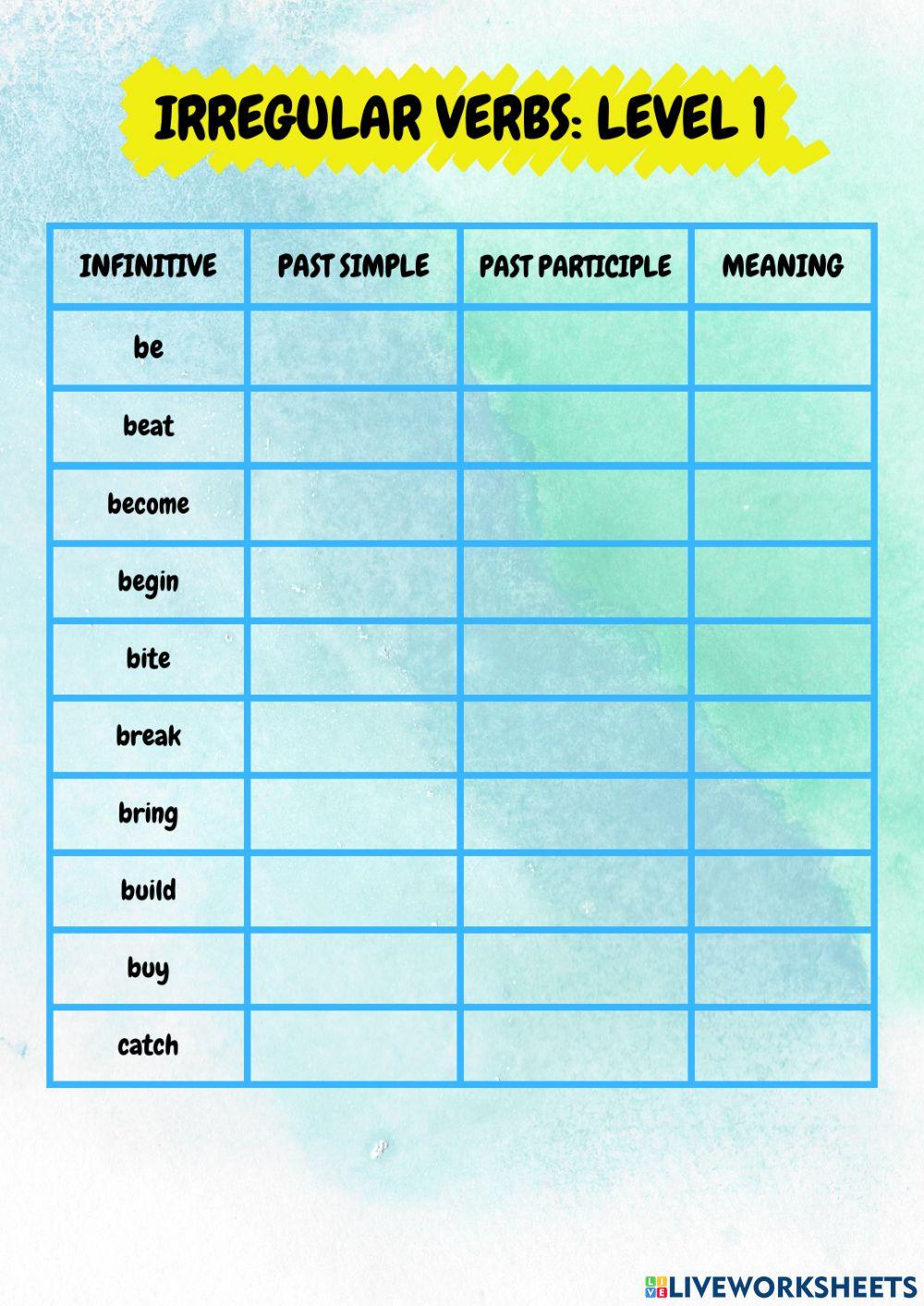 Level 1 - Irregular Verbs