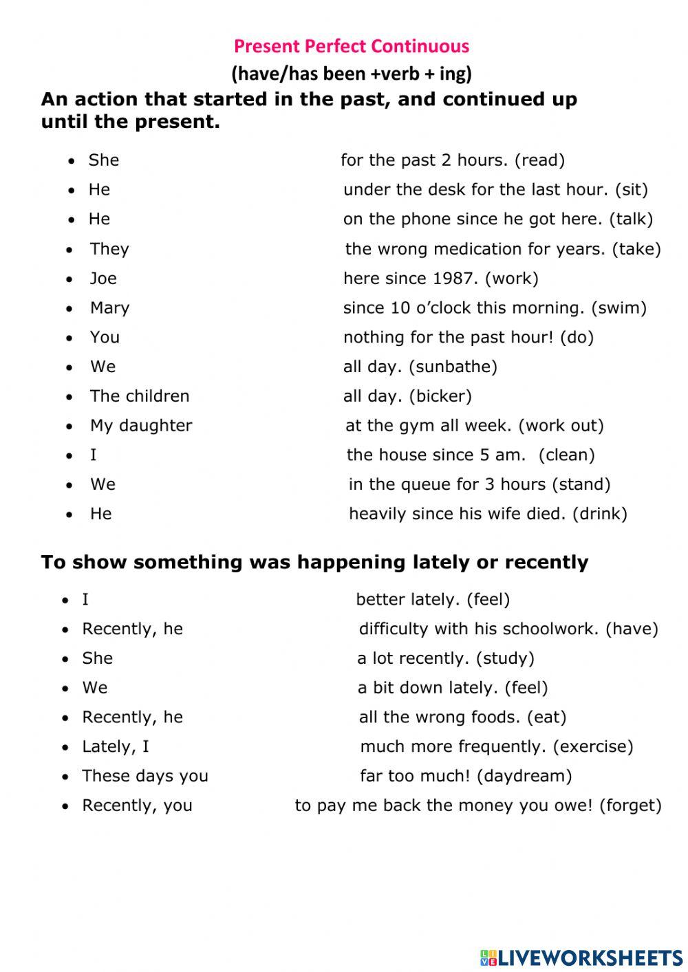 Present Perfect Continuous Tense