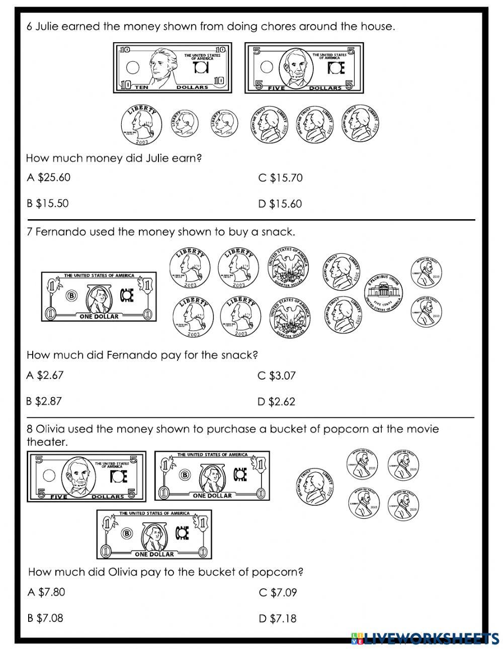 Money - 3.4c  counting money