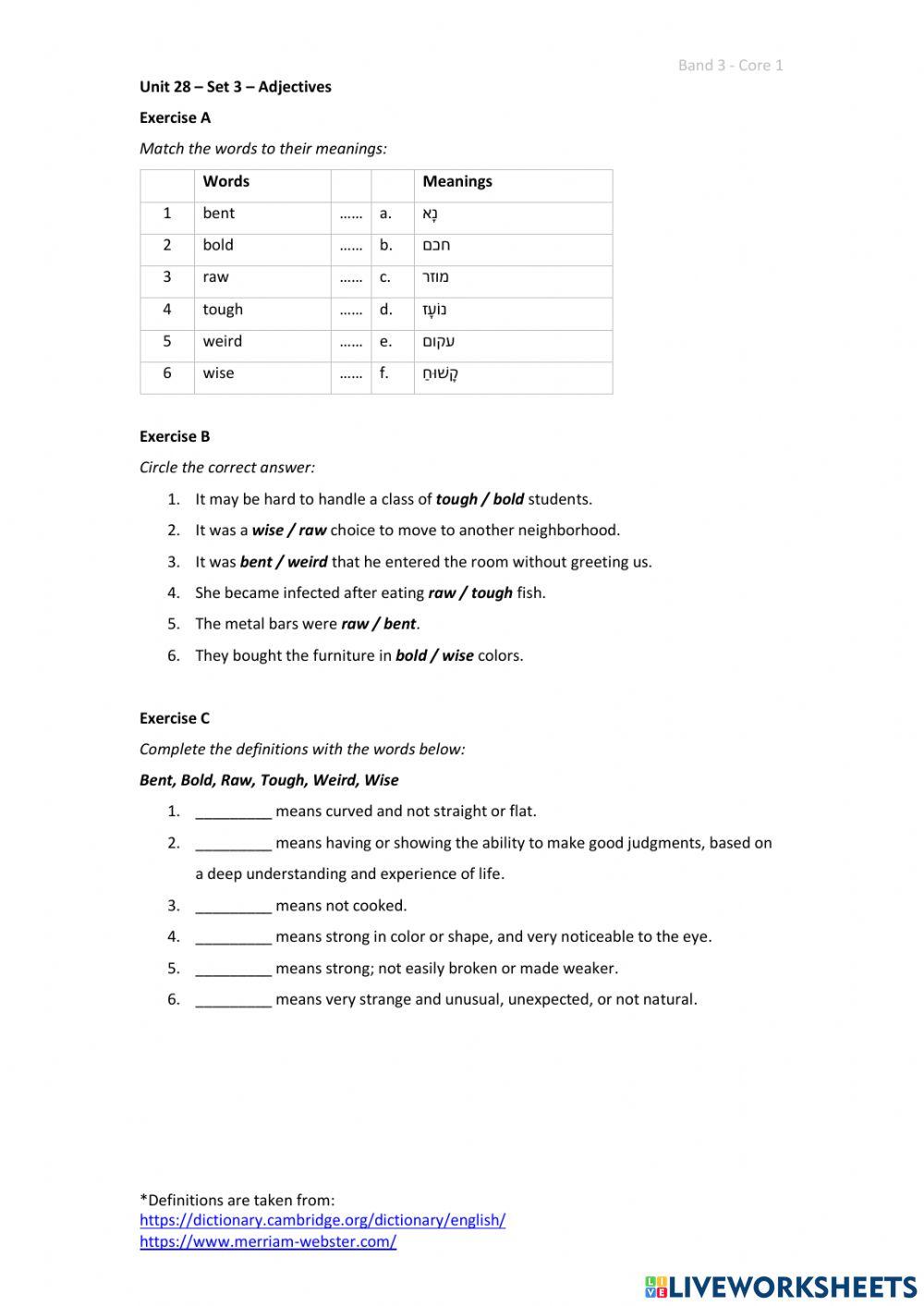 Band 3 (Core 1) - Unit 28 - Set 3