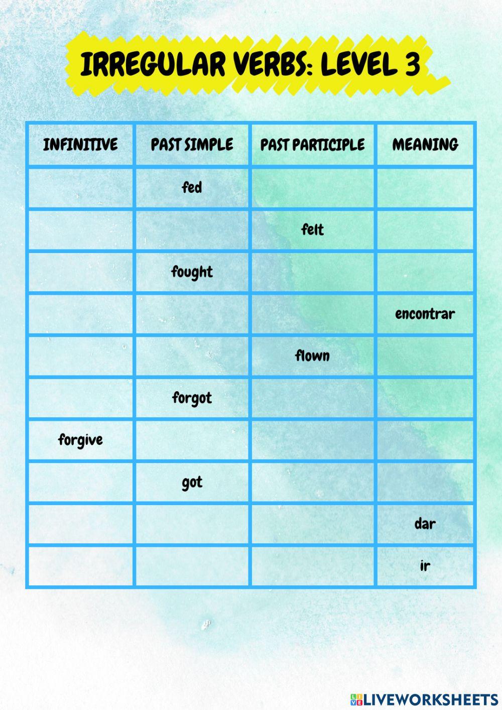 Level 3 - Irregular verbs
