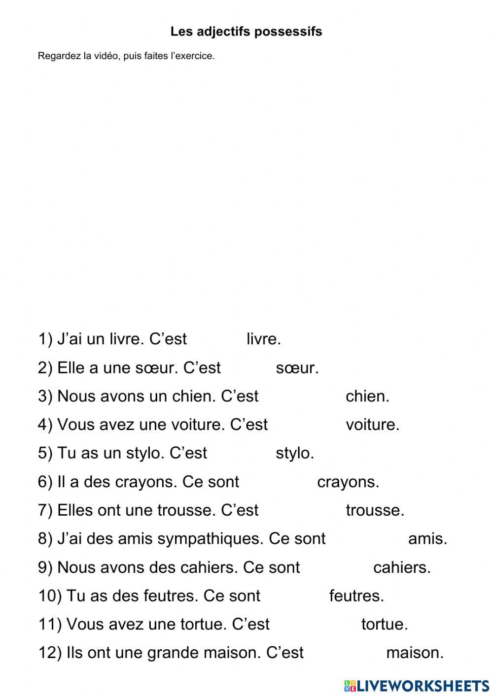 Adjectifs possessifs