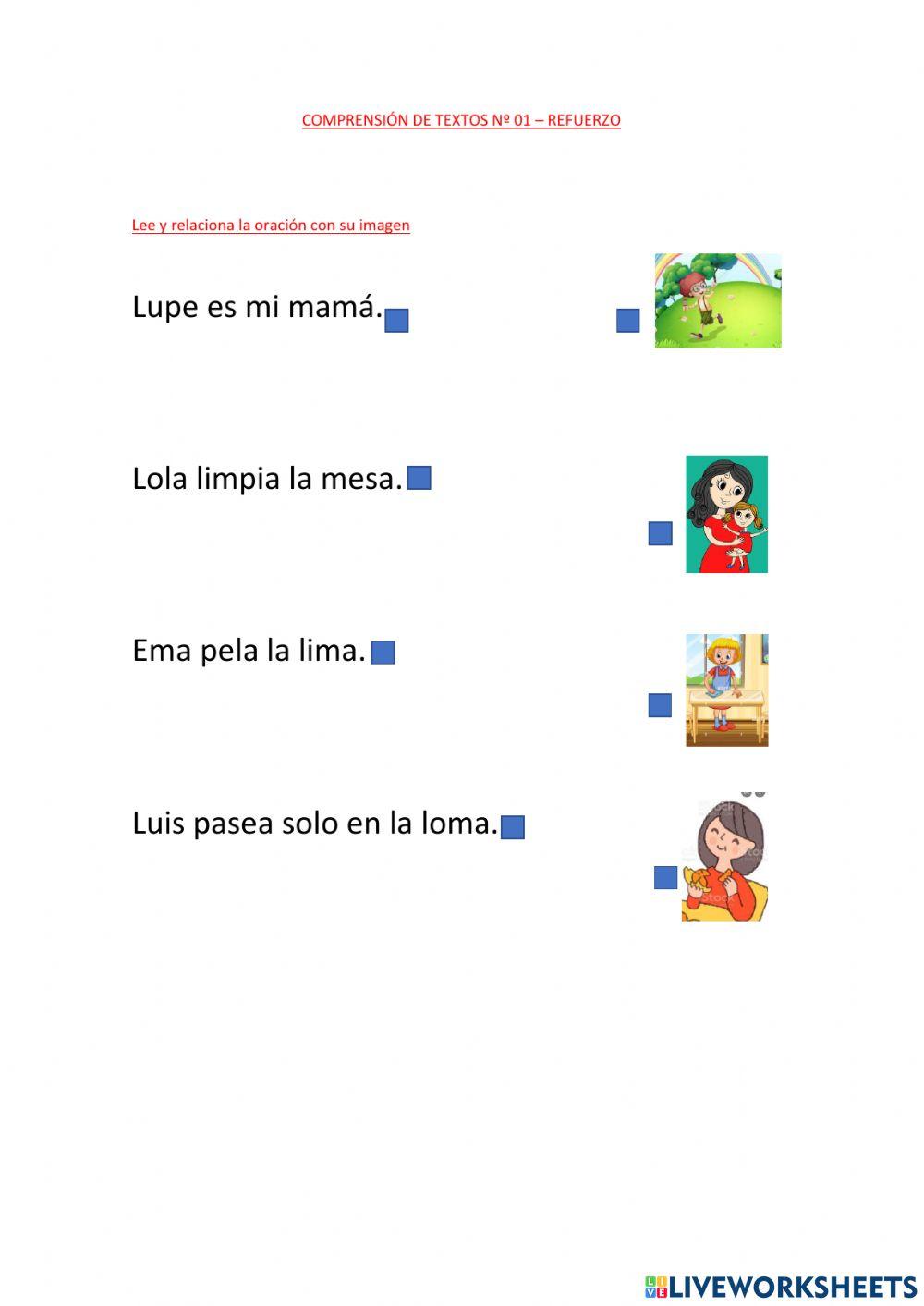 Refuerzo lectura m, p ,l, s