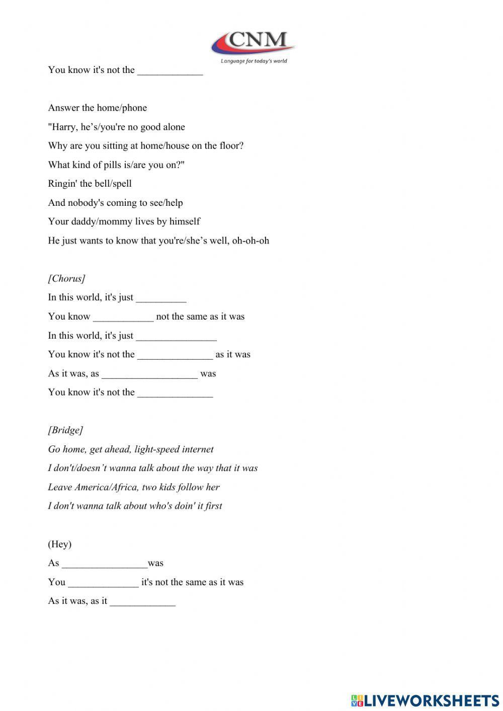 Listening to a song: As it was - Harry Styles