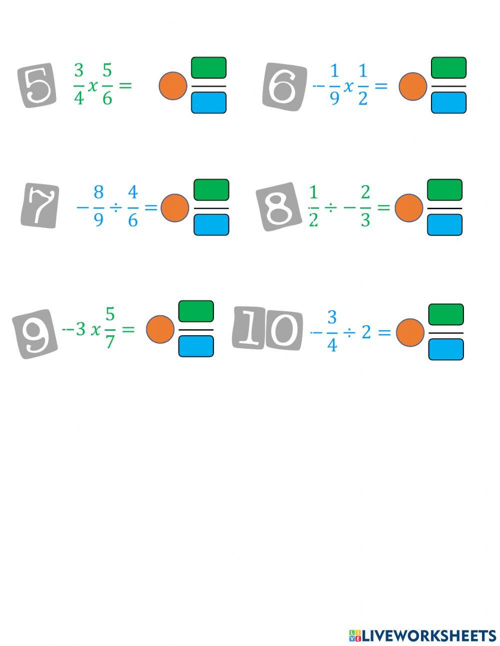 Operaciones Básicas de Fracciones Positivas y Negativas