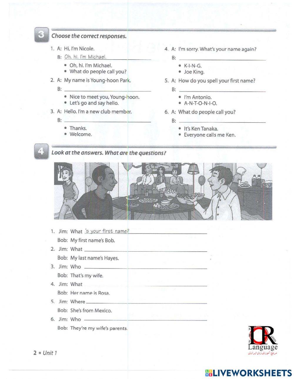 Unit 1 Workbook Exercises 1-6
