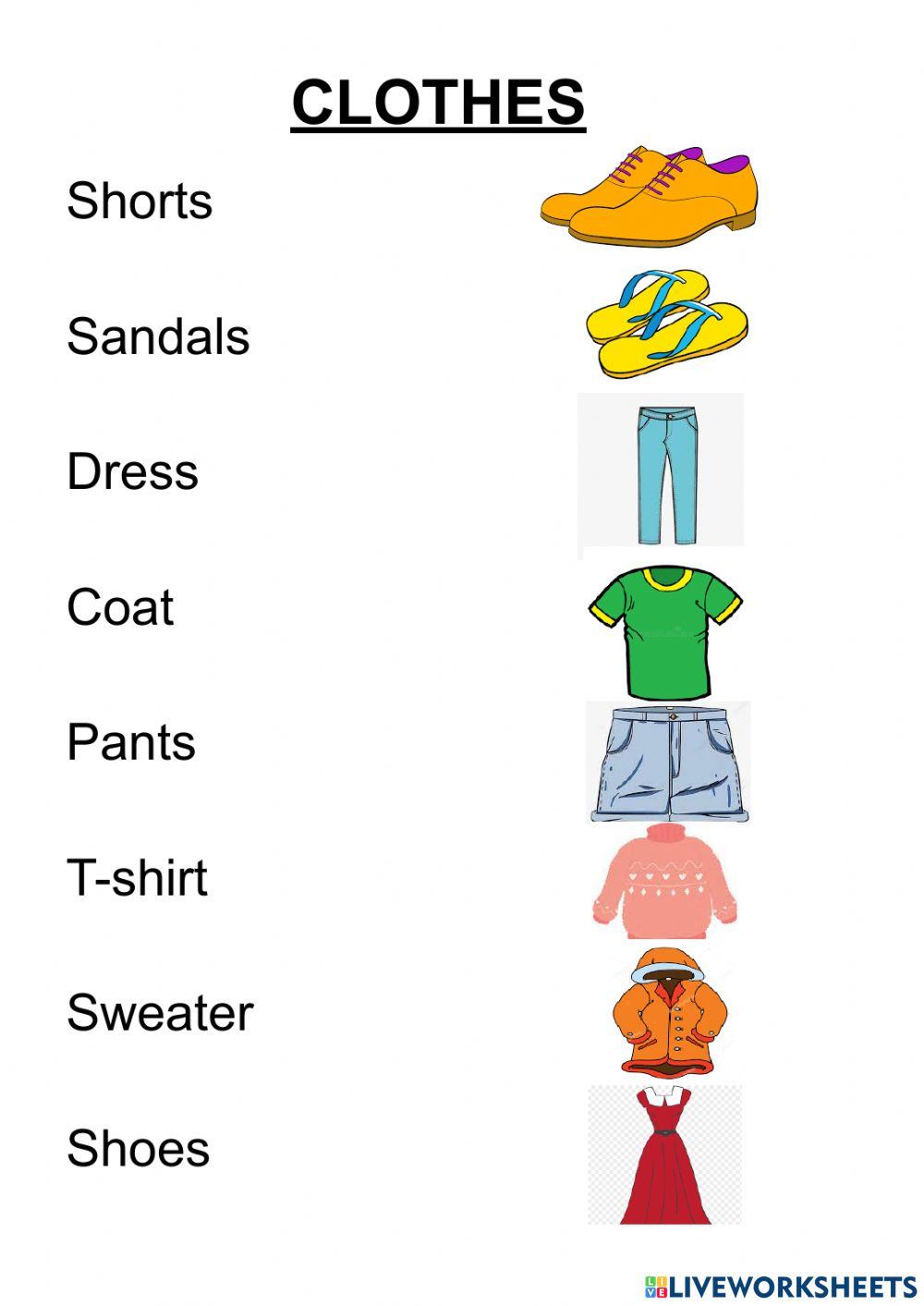 Clothes online exercise for 2 | Live Worksheets