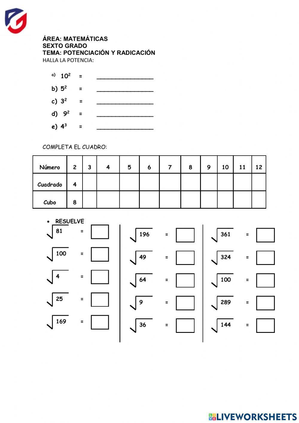 Potenciación y radicación
