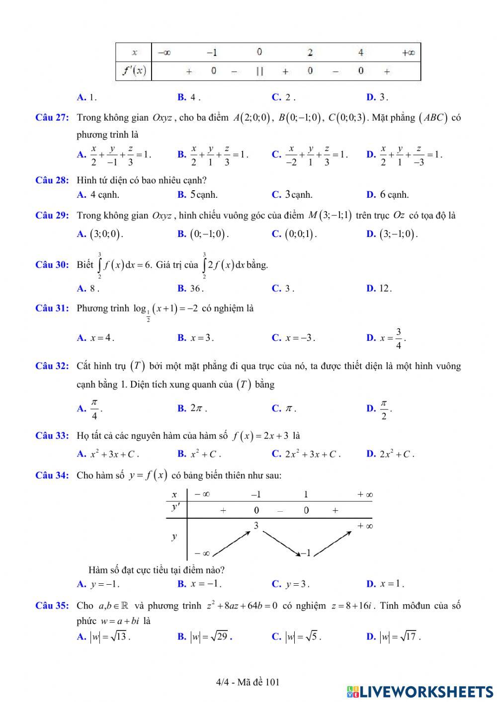 TNTHPT-MĐ-67-Đề ôn tập số 101