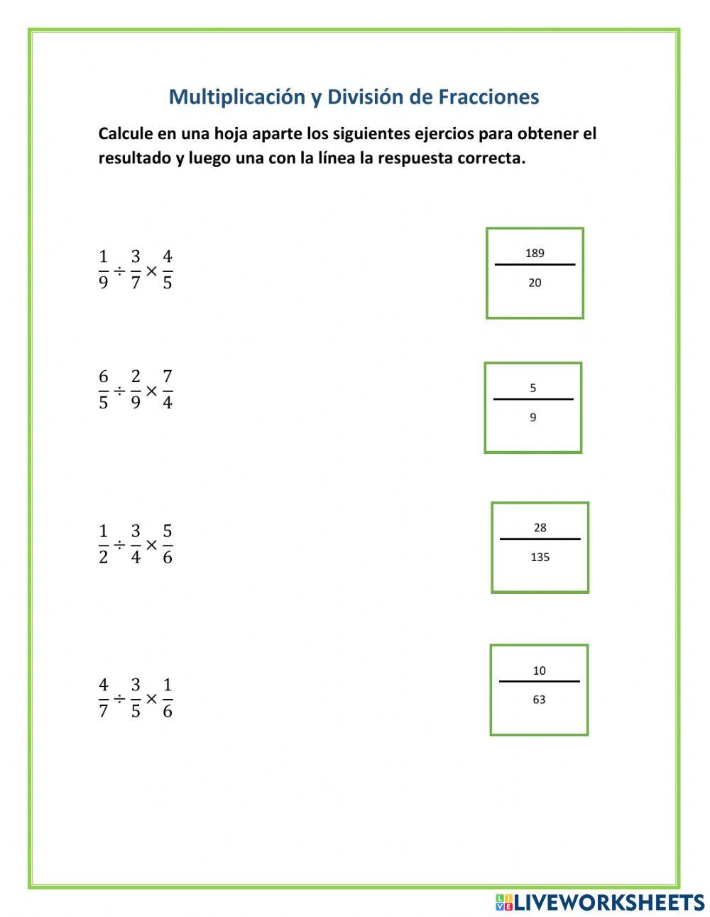 Multiplicación y División de Fracciones