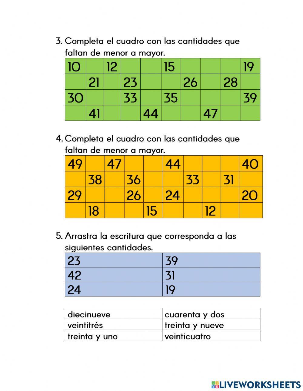 Números hasta el 50