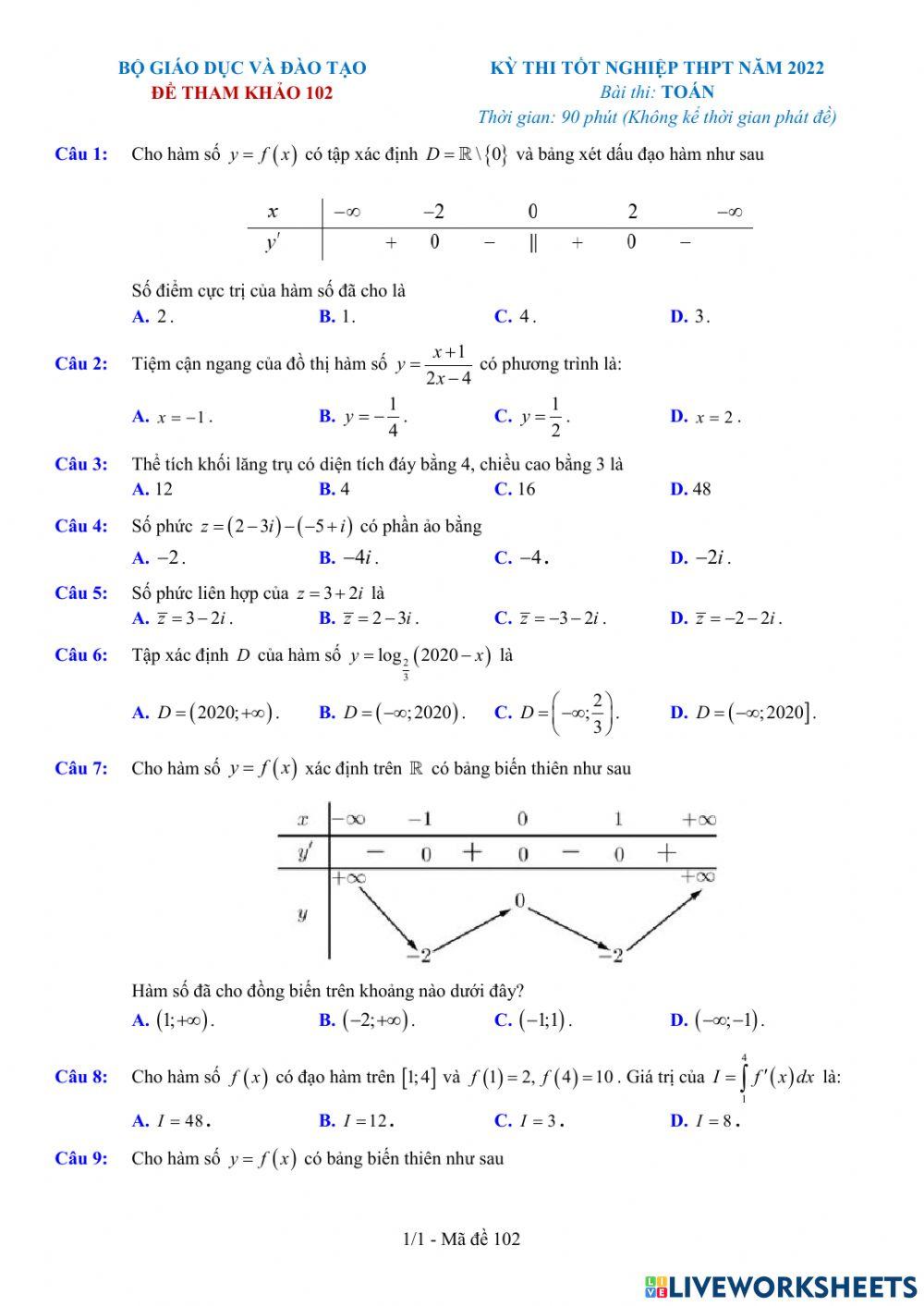 TNTHPT-MĐ-67-Đề ôn tập số 102