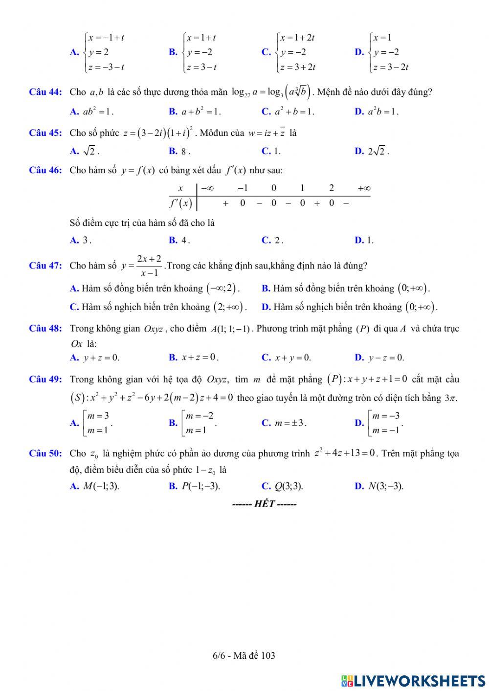 TNTHPT-MĐ-67-Đề ôn tập số 103