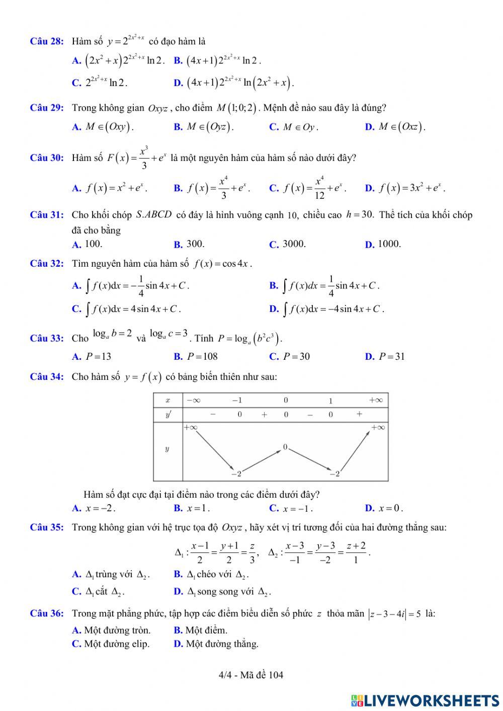 TNTHPT-MĐ-67-Đề ôn tập số 104