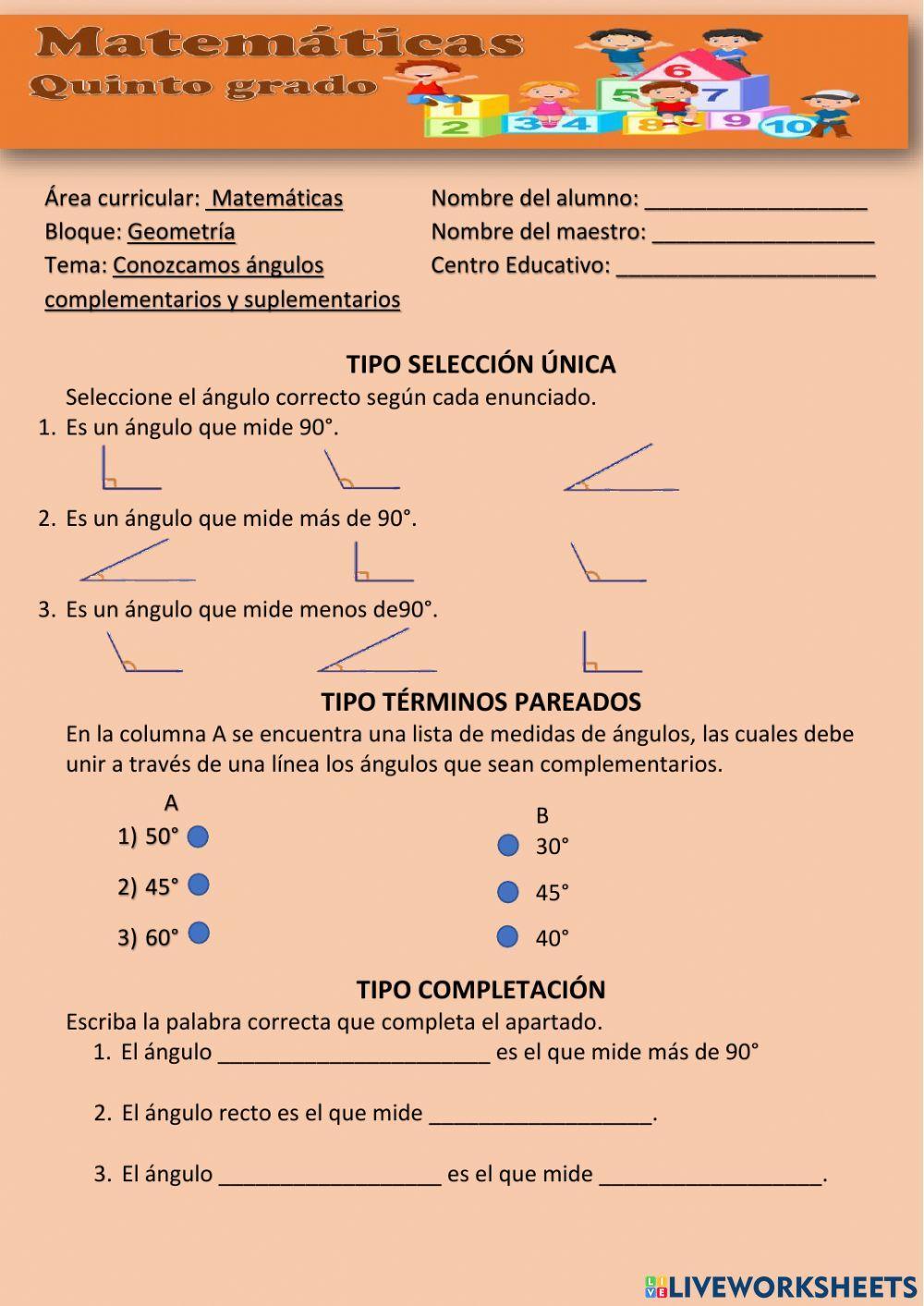 Conozcamos ángulos complementarios y suplementarios.