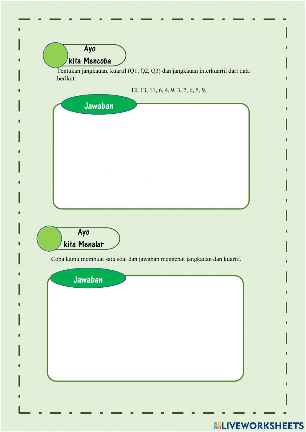 Statistika Matematika Kelas VIII-Penyebaran Data (Jangkauan & Kuartil)