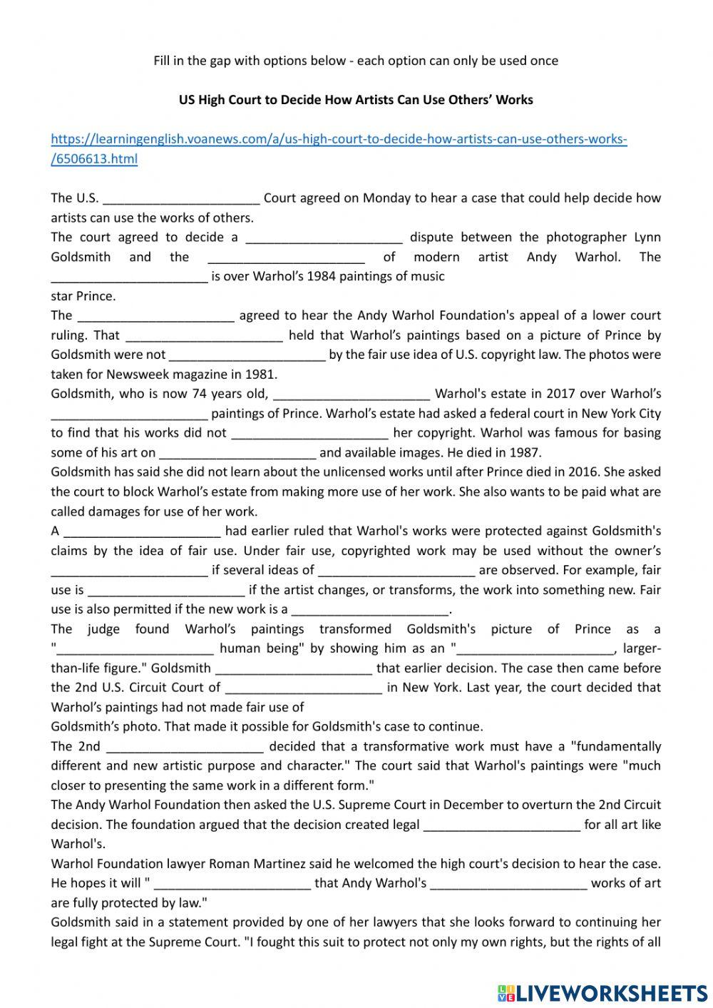 US High Court to Decide How Artists Can Use Others’ Works