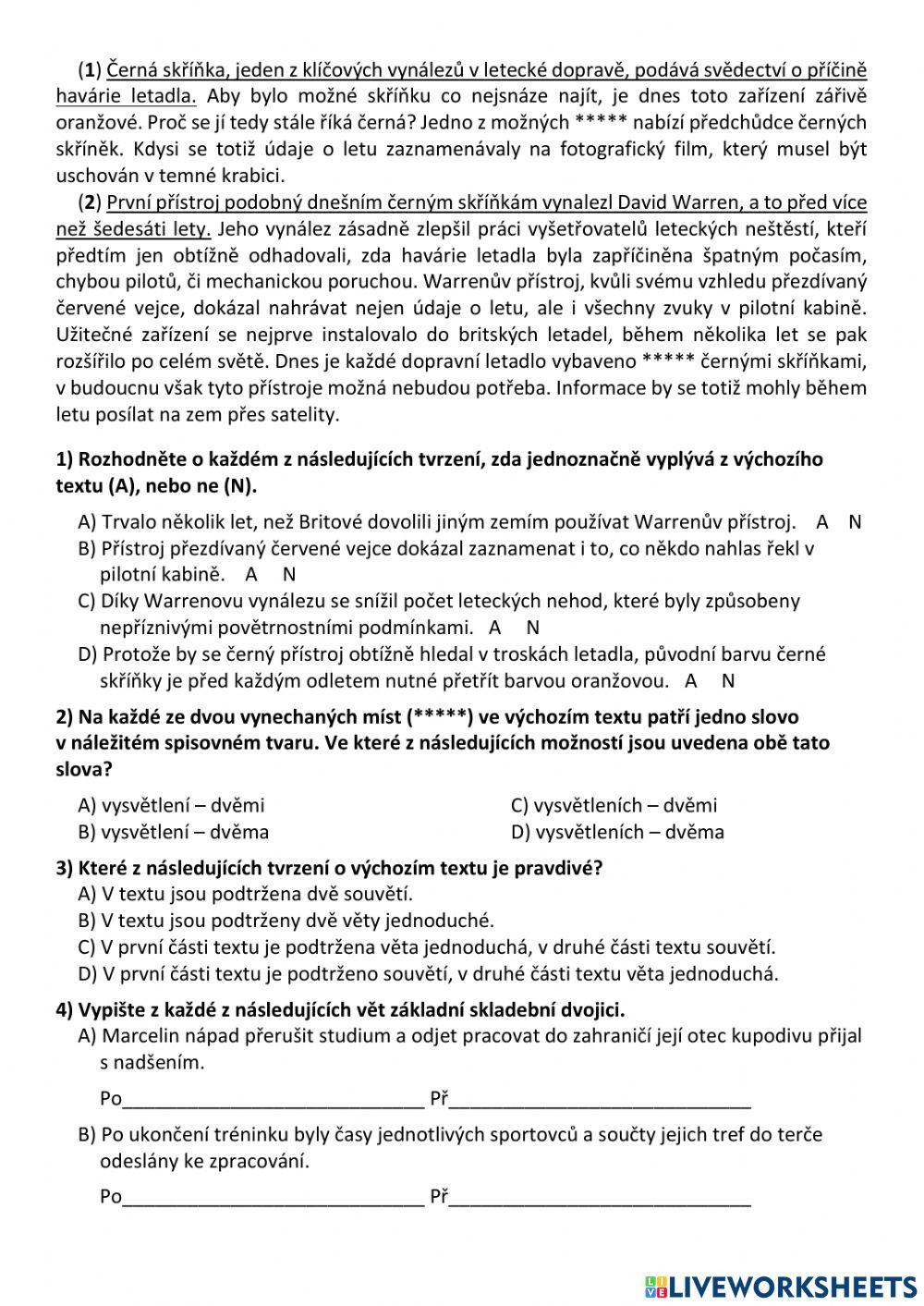 Práce s textem - Černá skříňka