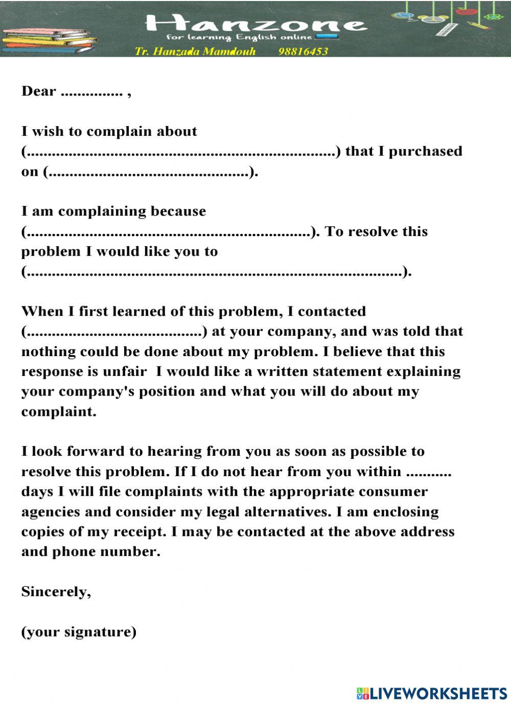 Complaining Email