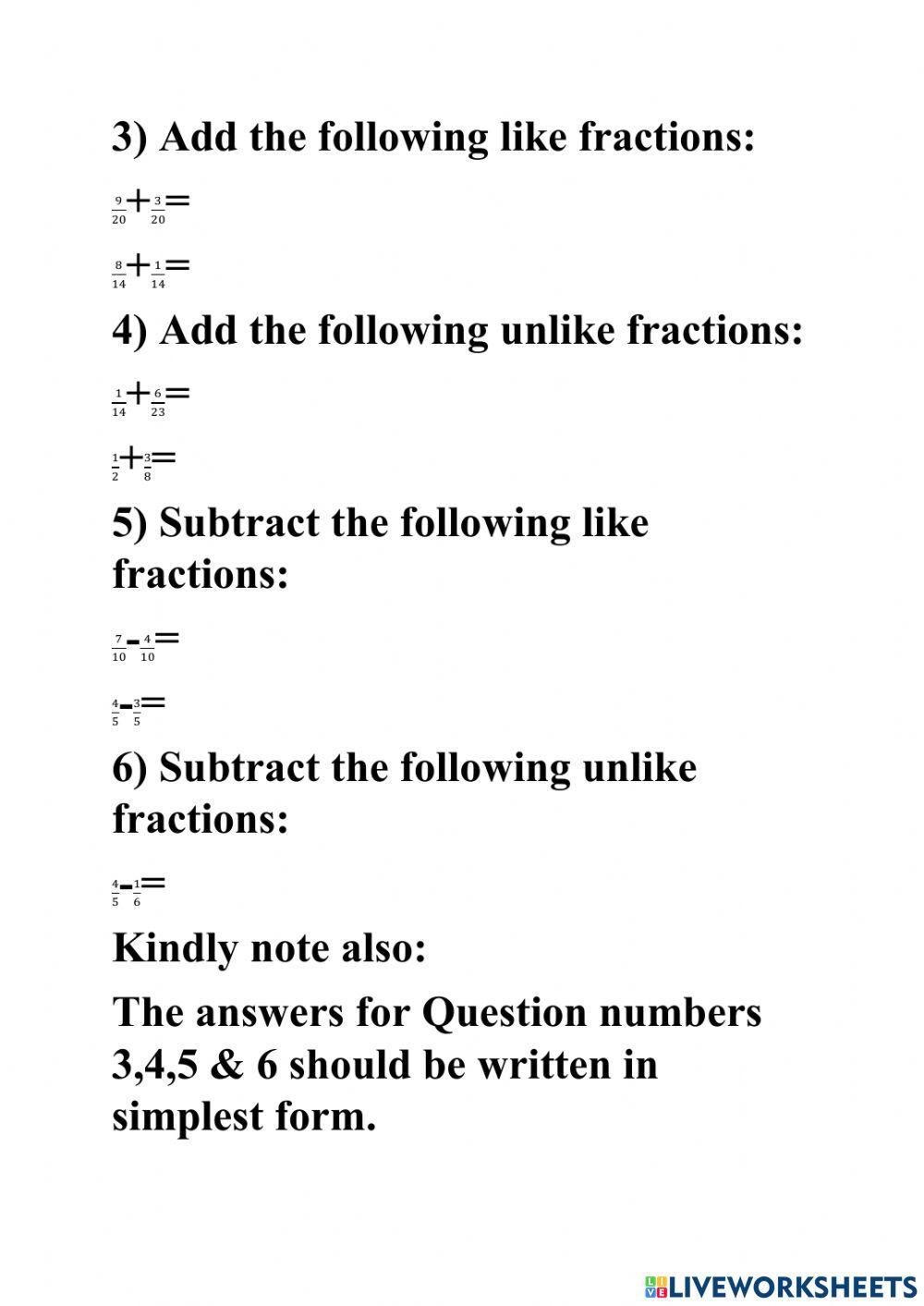 Math practice worksheet- part 1