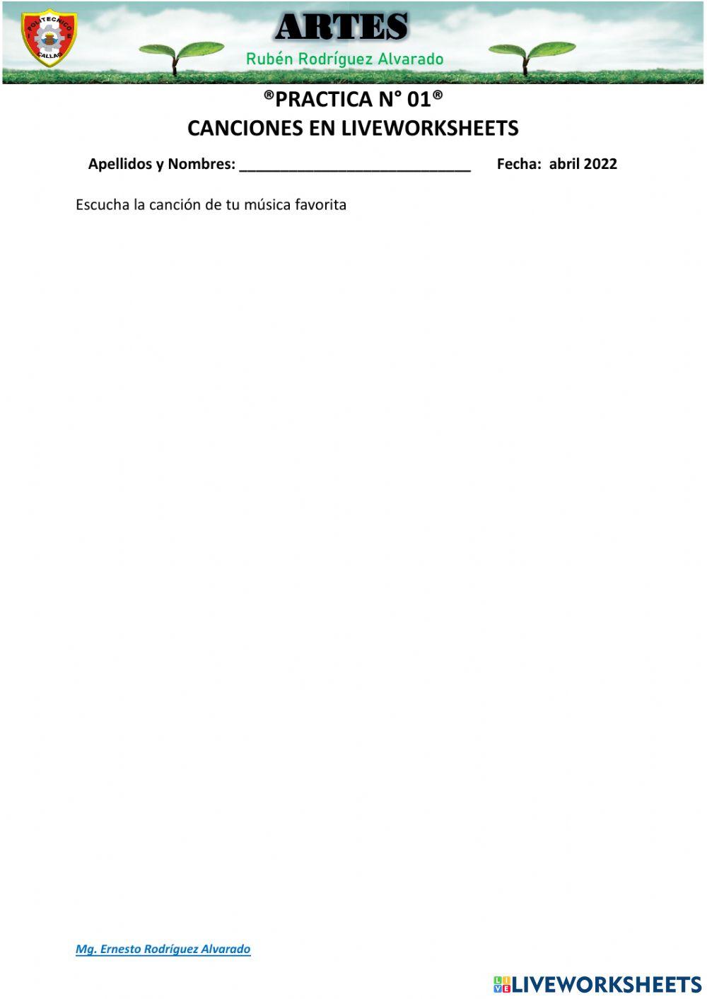 Escuchando musica con Liveworksheets