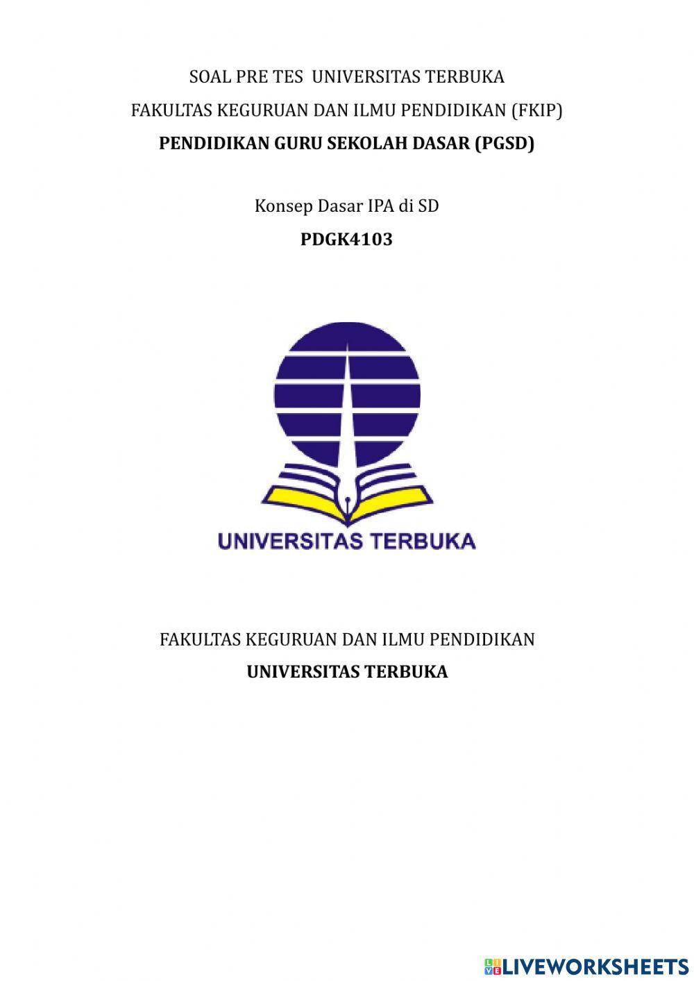 Pre test konsep dasar ipa sd