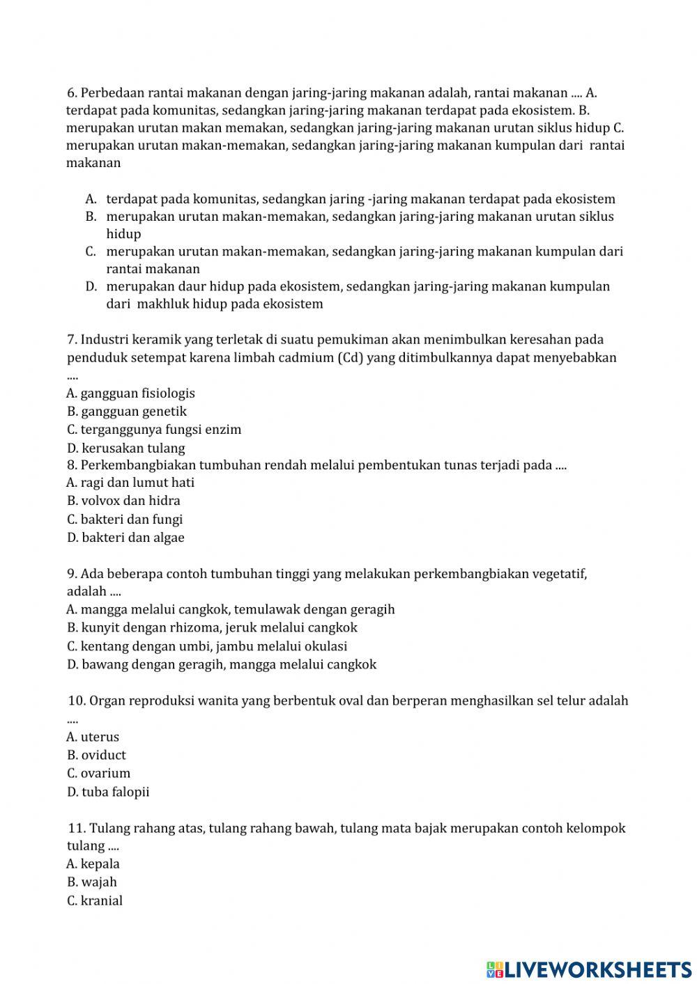 Pre test konsep dasar ipa sd