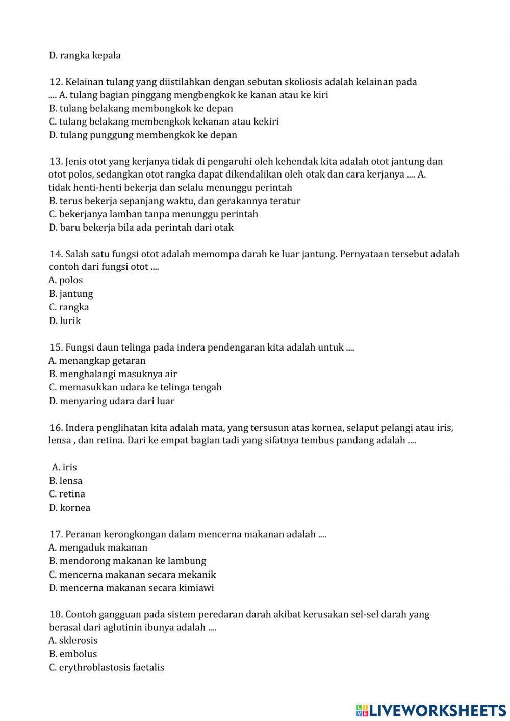 Pre test konsep dasar ipa sd