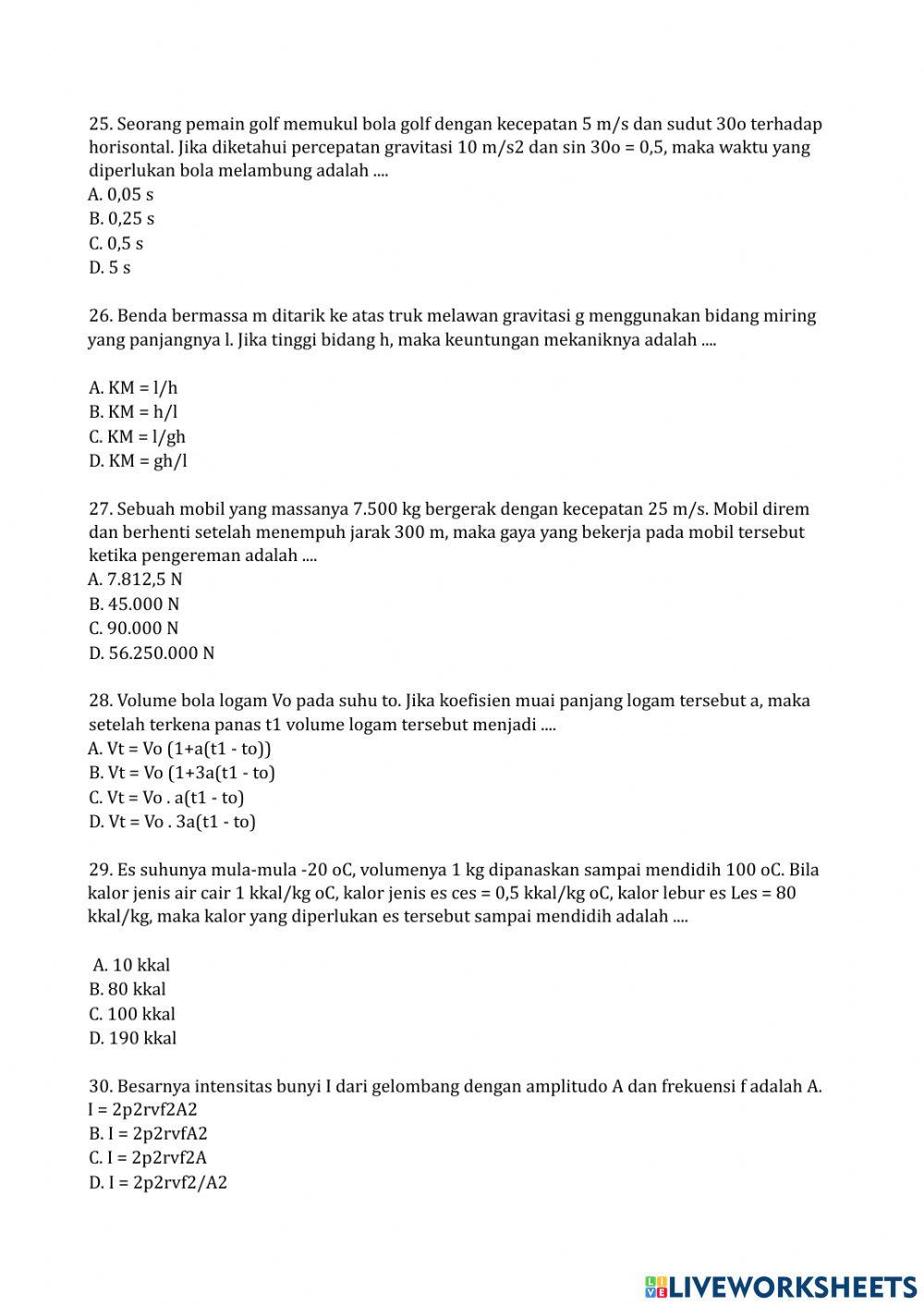 Pre test konsep dasar ipa sd