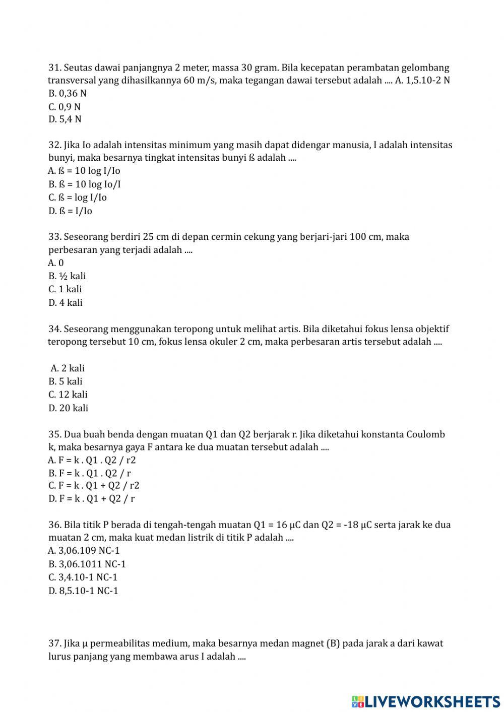 Pre test konsep dasar ipa sd
