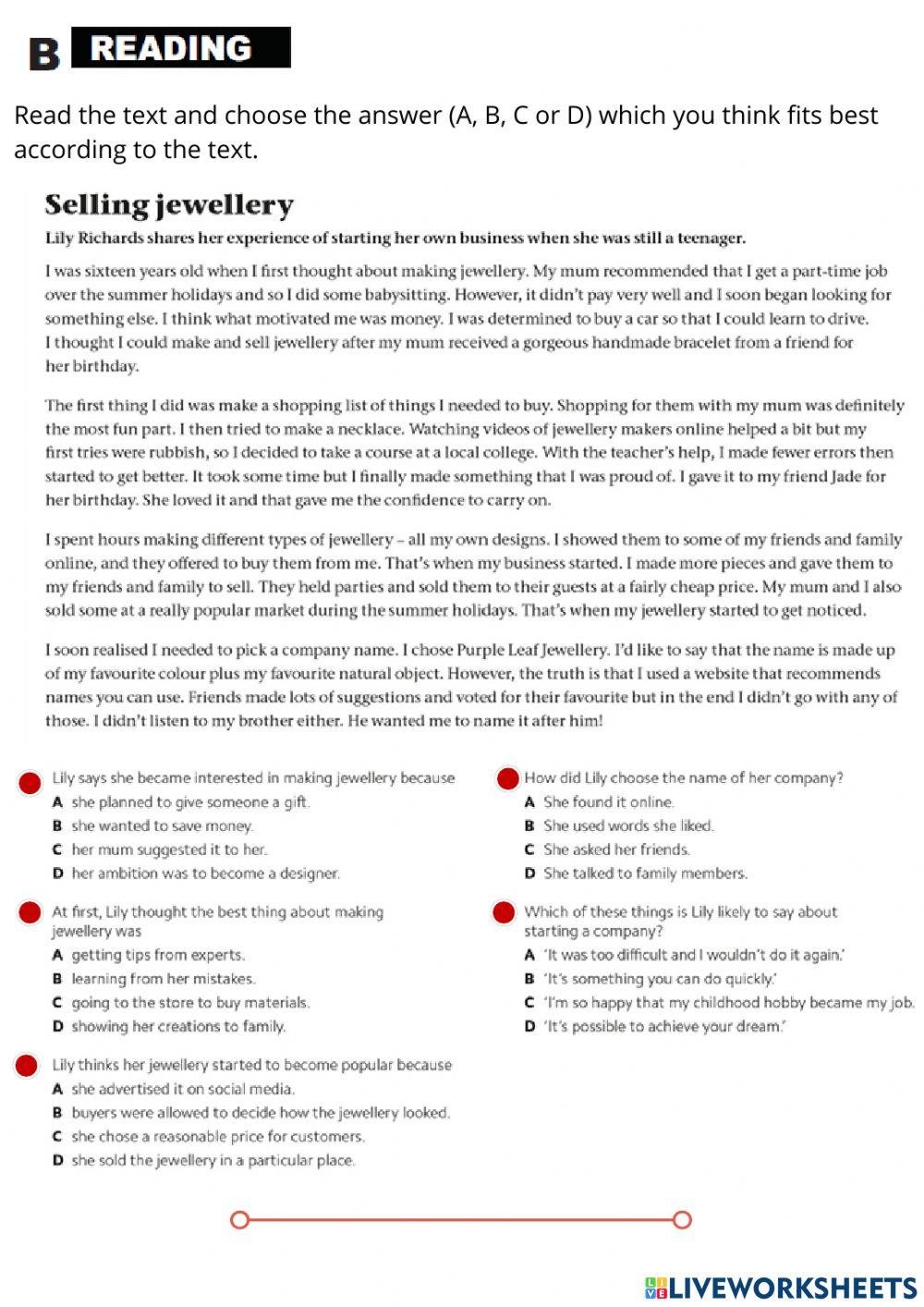 4th Year Mock 1 - Gold Experience B1 (Units 1, 2, 3)