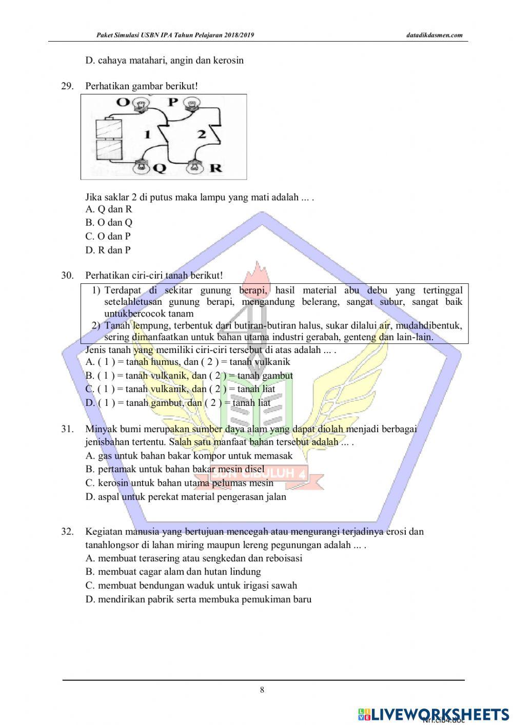 Try Out Ujian Sekolah IPA