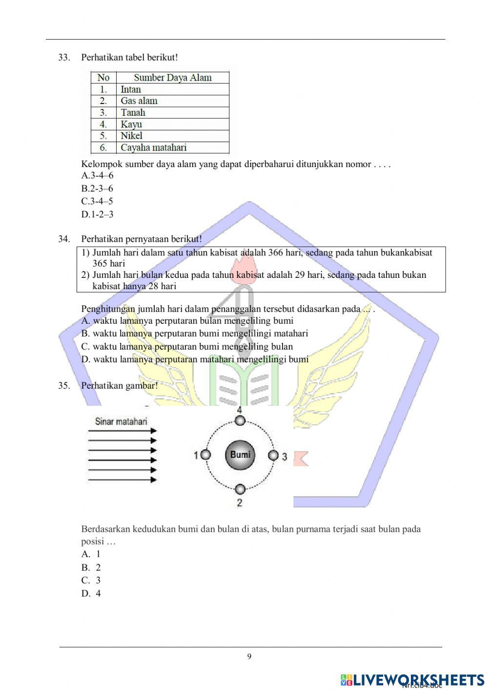 Try Out Ujian Sekolah IPA Try Out Ujian Sekolah IPA