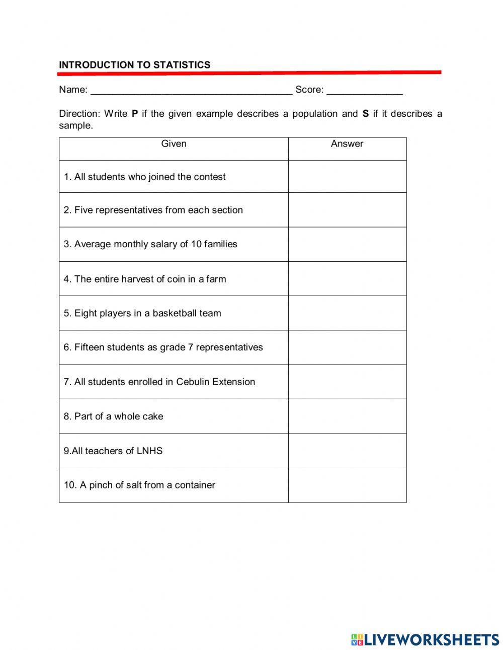 Activity sheets no. 3