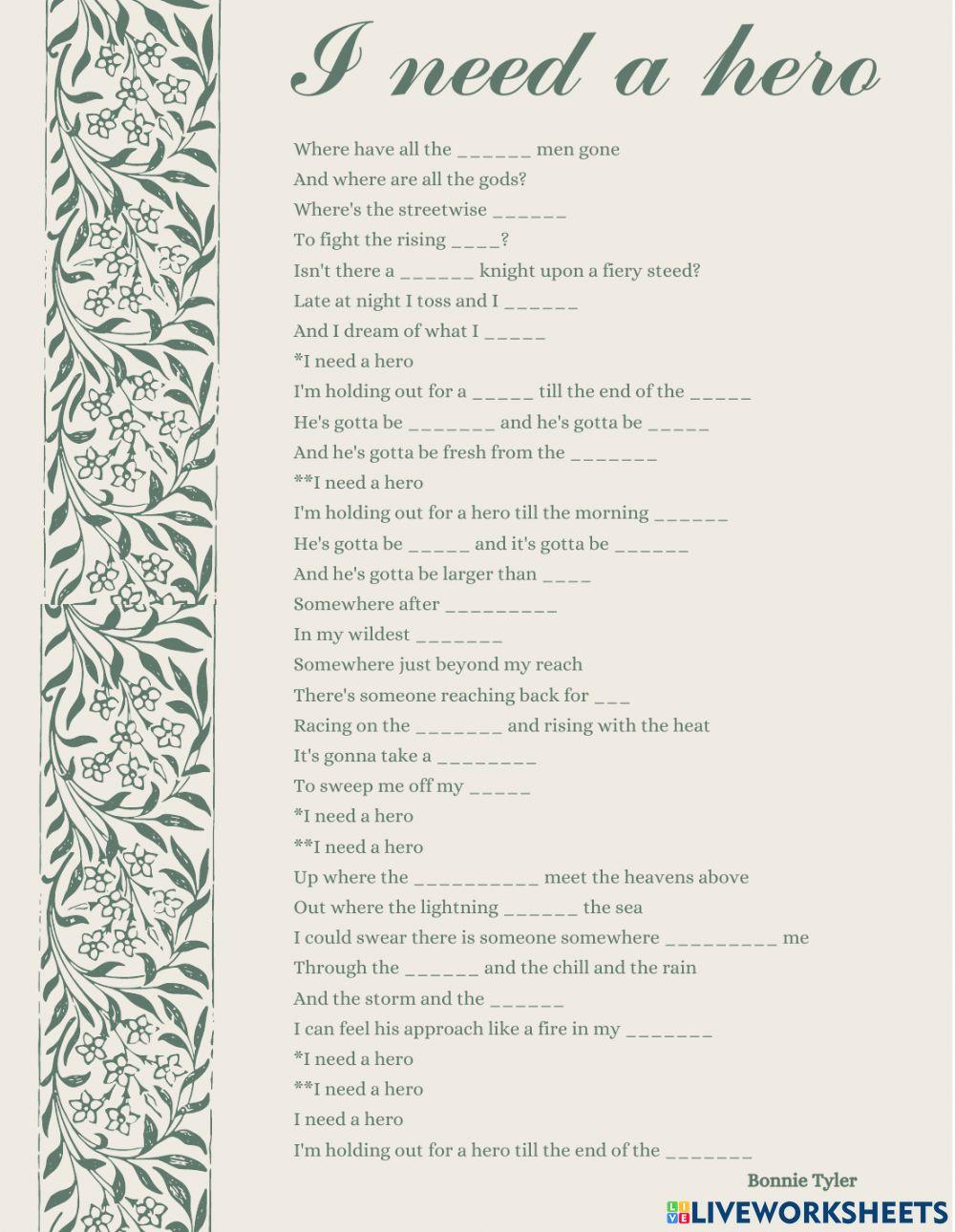 Holding up for a hero