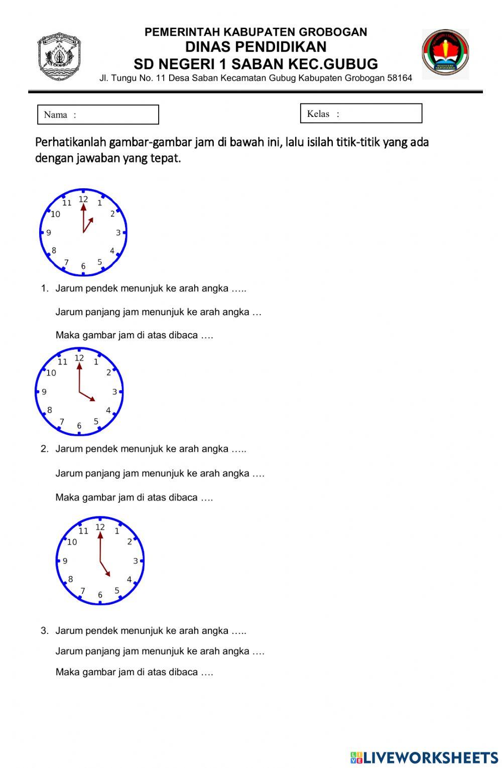 Soal satuan waktu-Jam worksheet | Live Worksheets