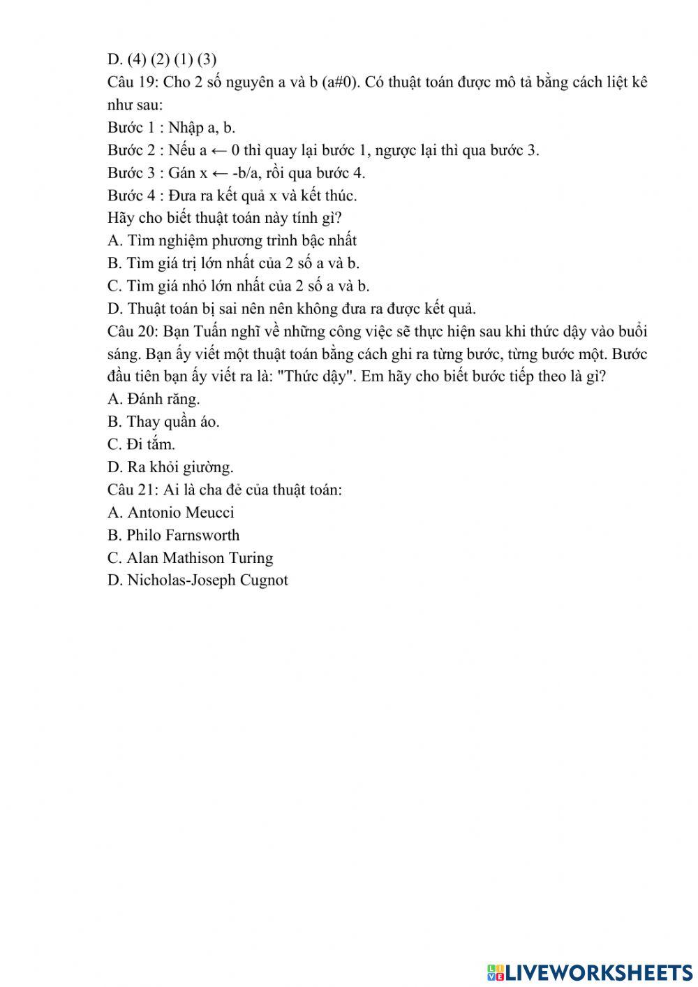 Khái niệm thuật toán