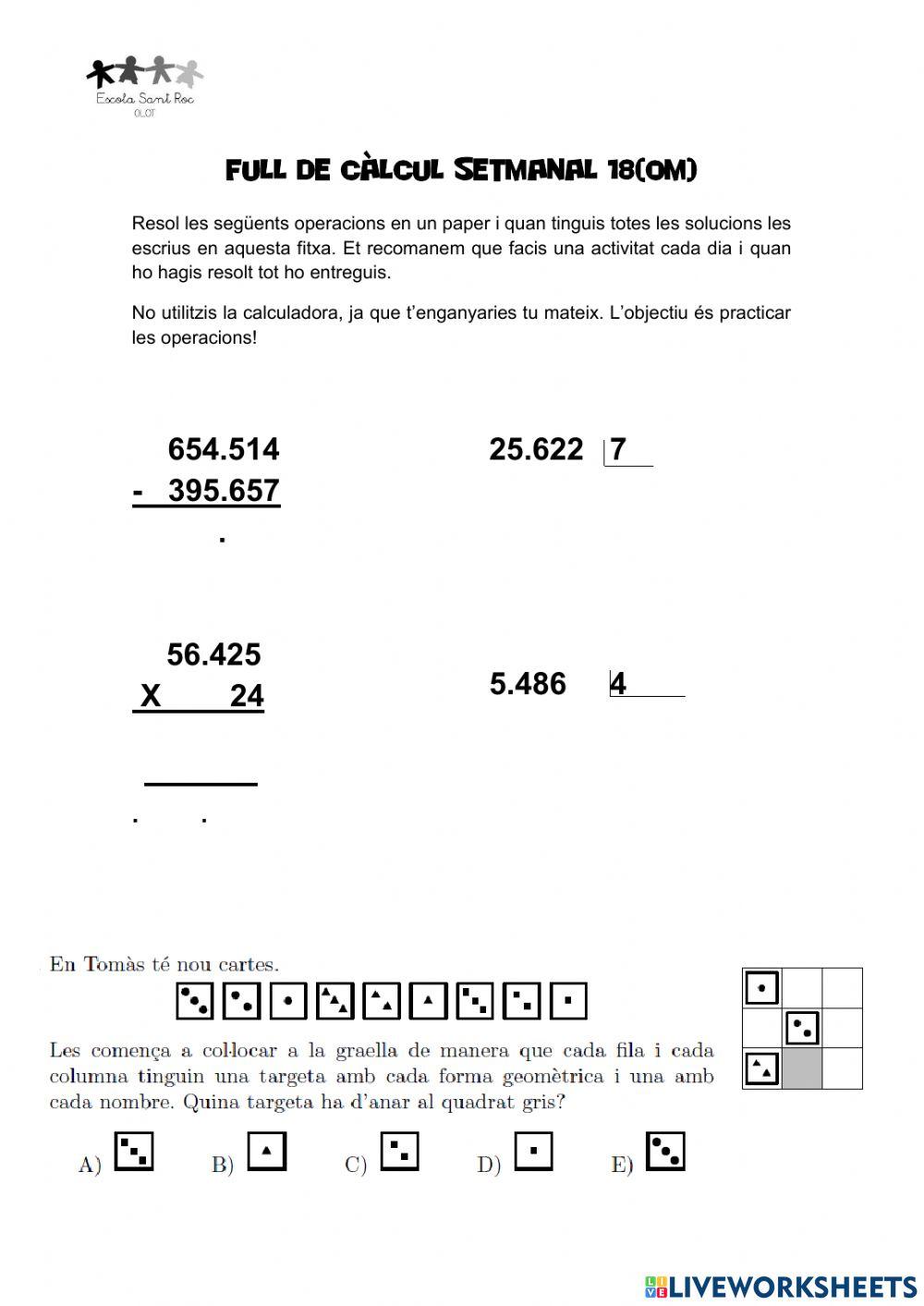 Full de càlcul 18 (OM)