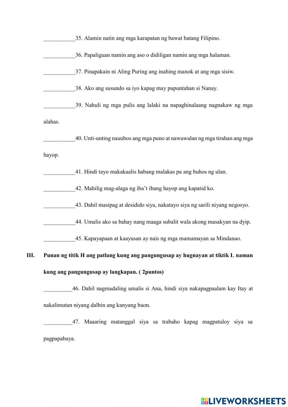 Ika-Apat na Lagumang Pagsusulit sa Filipino 4